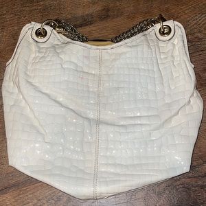Cream leather handbag